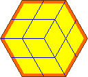 Cut the cake into three rhombi, and divide each into four rhombi.