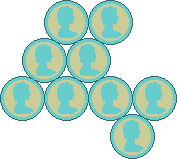 Move the rightmost coin of the middle row to below
the two rightmost coins of the bottom row.