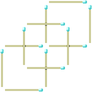 Matches from opposite corners make a central square.