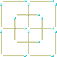 The four new matches make a square in the middle.